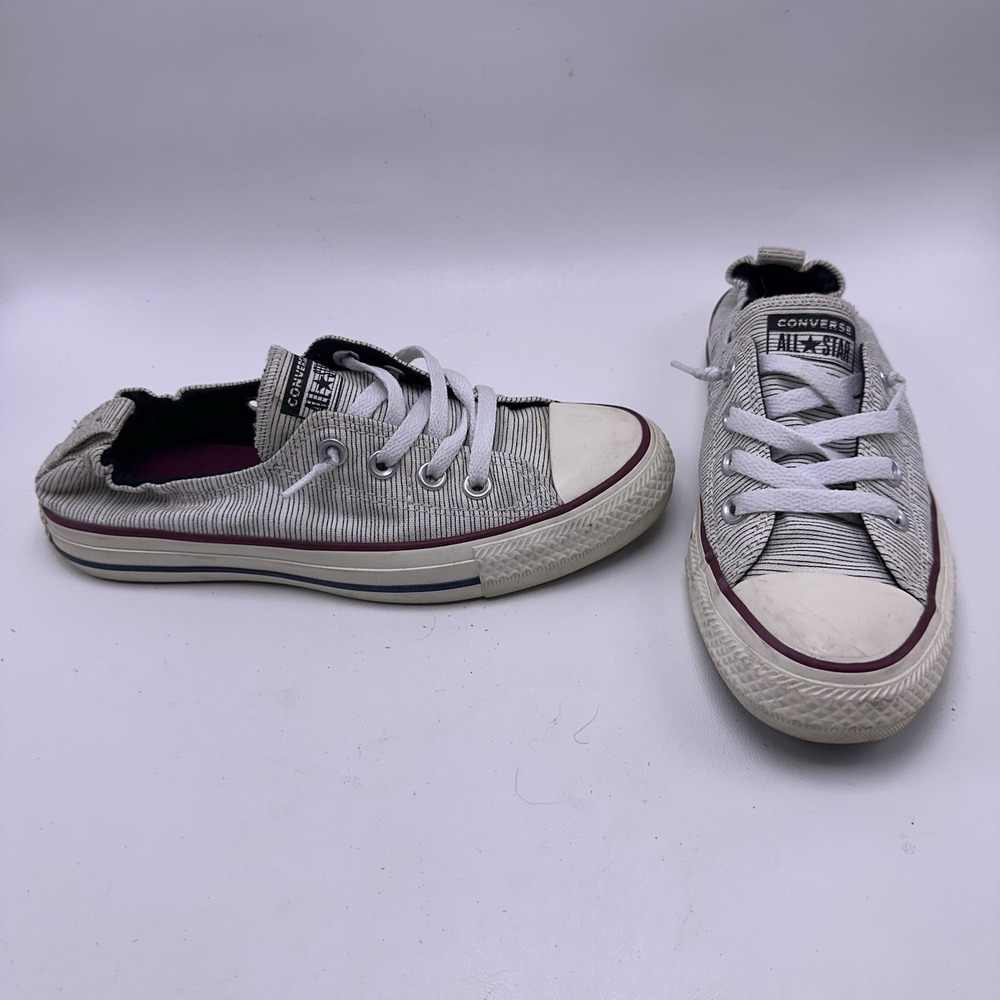 Converse Shoreline Slip On Womens Size 7 Striped Pinstripe Gray White Sneakers